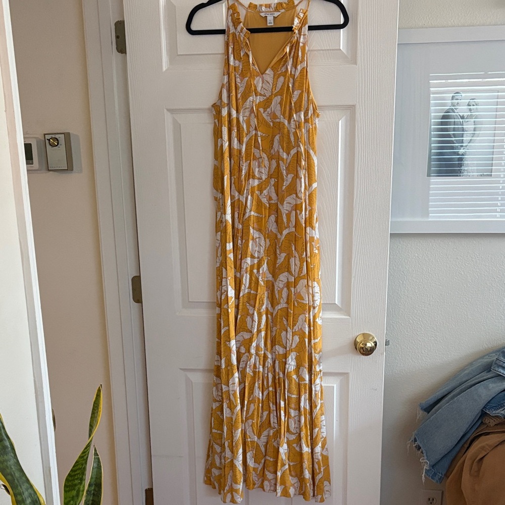 Nine West Yellow and White Patterned Maxi Dress